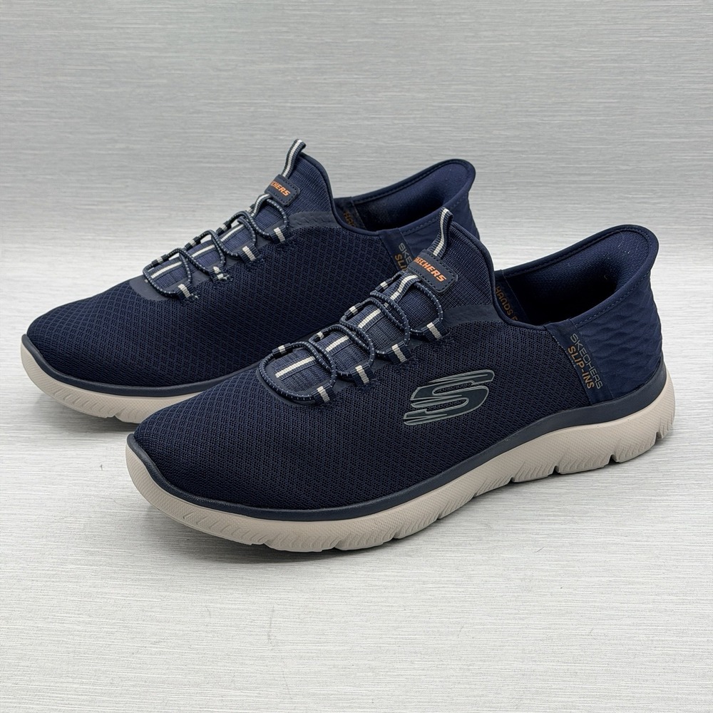 Skechers Slip Ins Men's 10 Wide 2E Shoes Navy Blue Summits Hands Free 232457